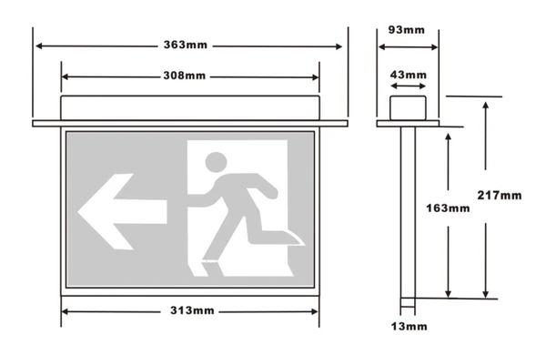 3A Lighting Exit Sign Blade Recessed