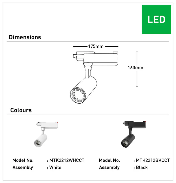 Mercator Nolan 13W LED Track Light Single Head