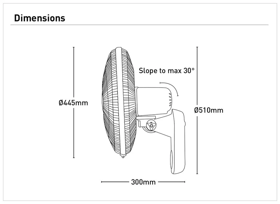 Mercator Rider 40cm Wall Fan with Remote Control