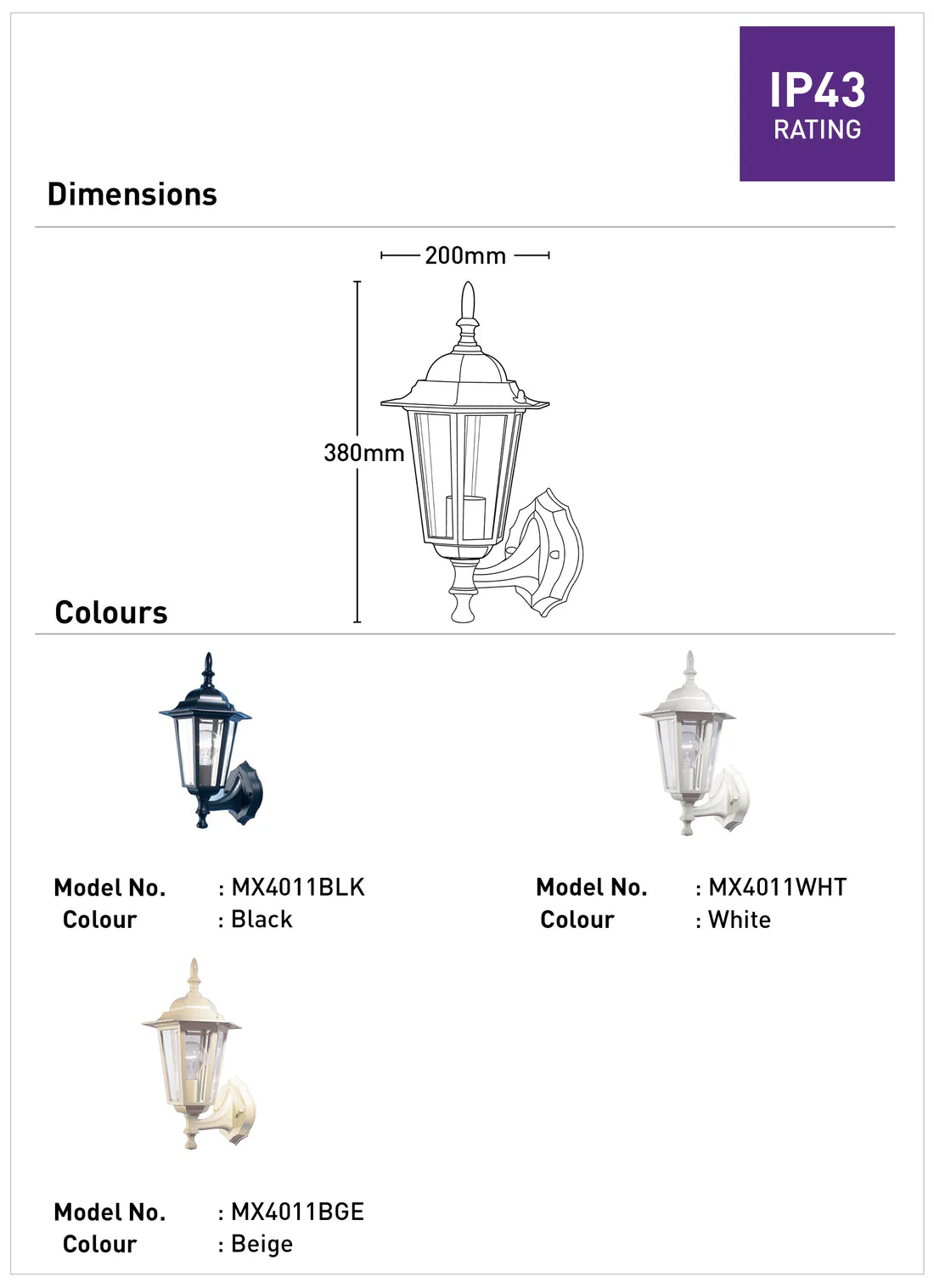 Mercator Tilbury Outdoor Wall Light