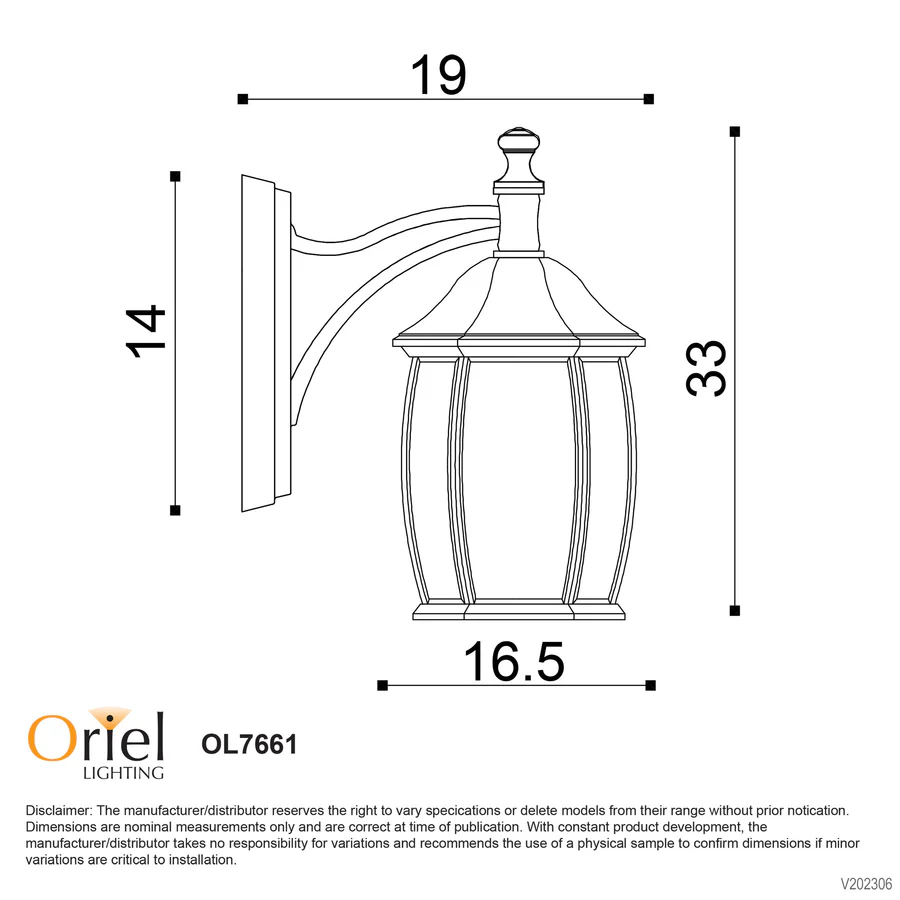 Oriel Highgate DownTraditional Outdoor Wall Light