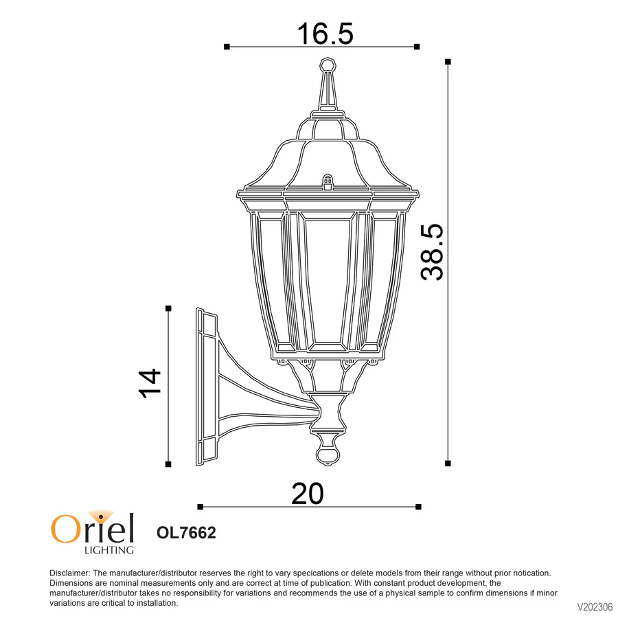 Oriel Highgate Up Traditional Outdoor Wall Light