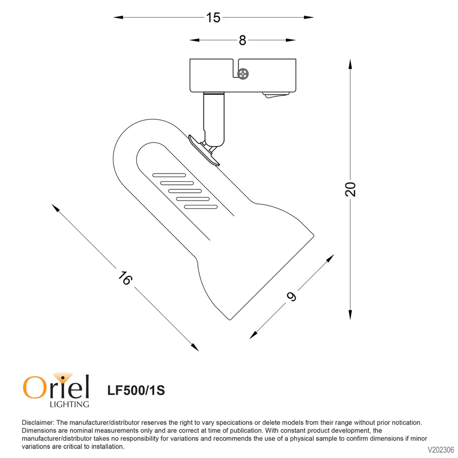 Oriel Lighting PROFILE 1 LIGHT White Spotlight with Switch