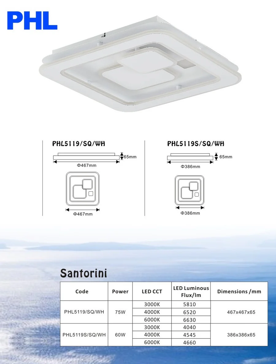 PHL Santorini Square Modern Luxury LED Ceiling Light