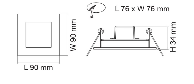 SAL Broom S9311 3W LED Recessed Square Wall Light