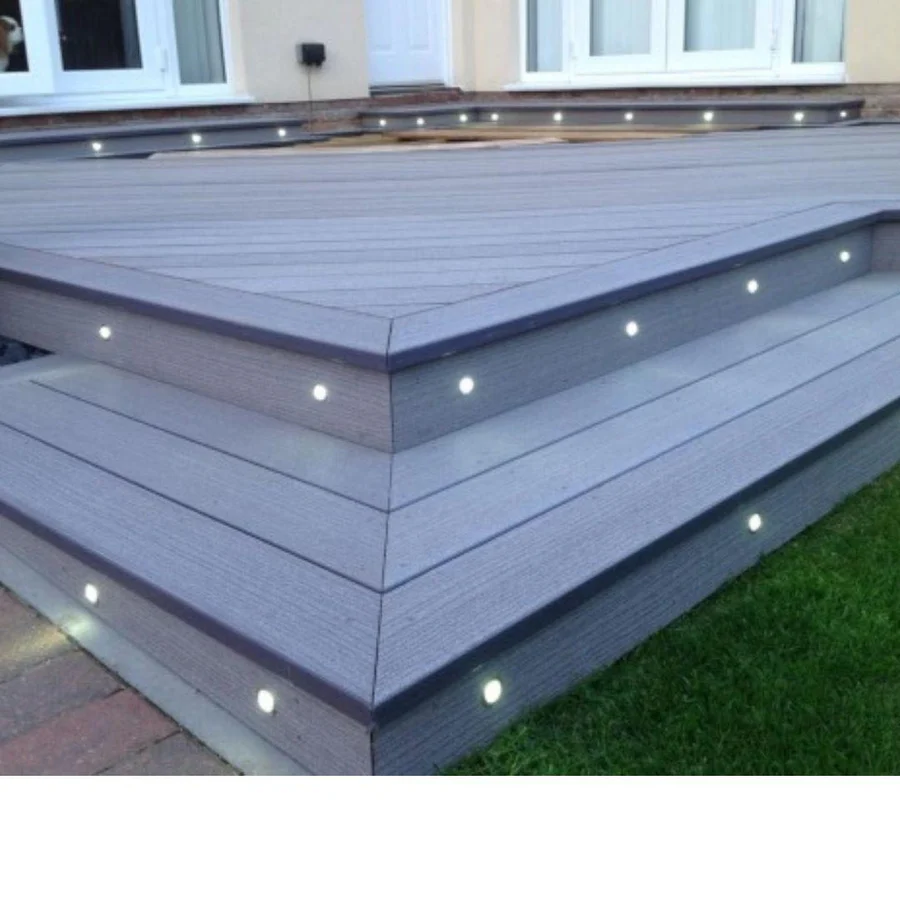 Set of 5 Square Stainless Steel LED Deck Lights by VM Lighting